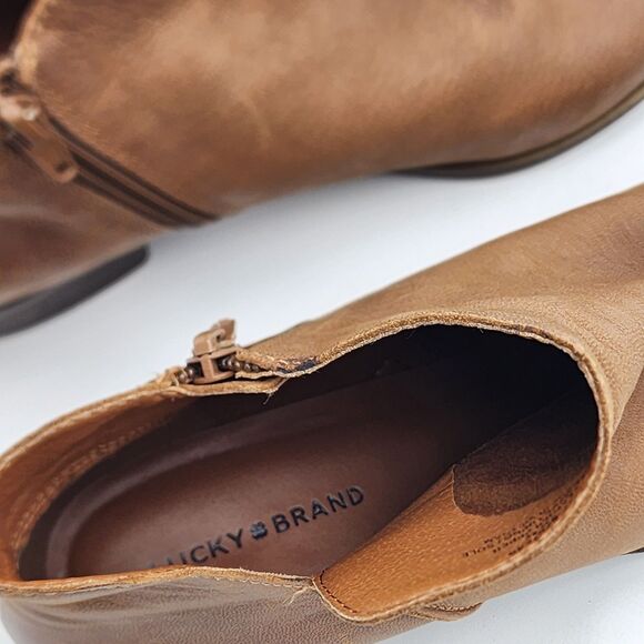 Lucky Brand Banterr Brown Leather Ankle Boots Size 9 - Picture 9 of 10